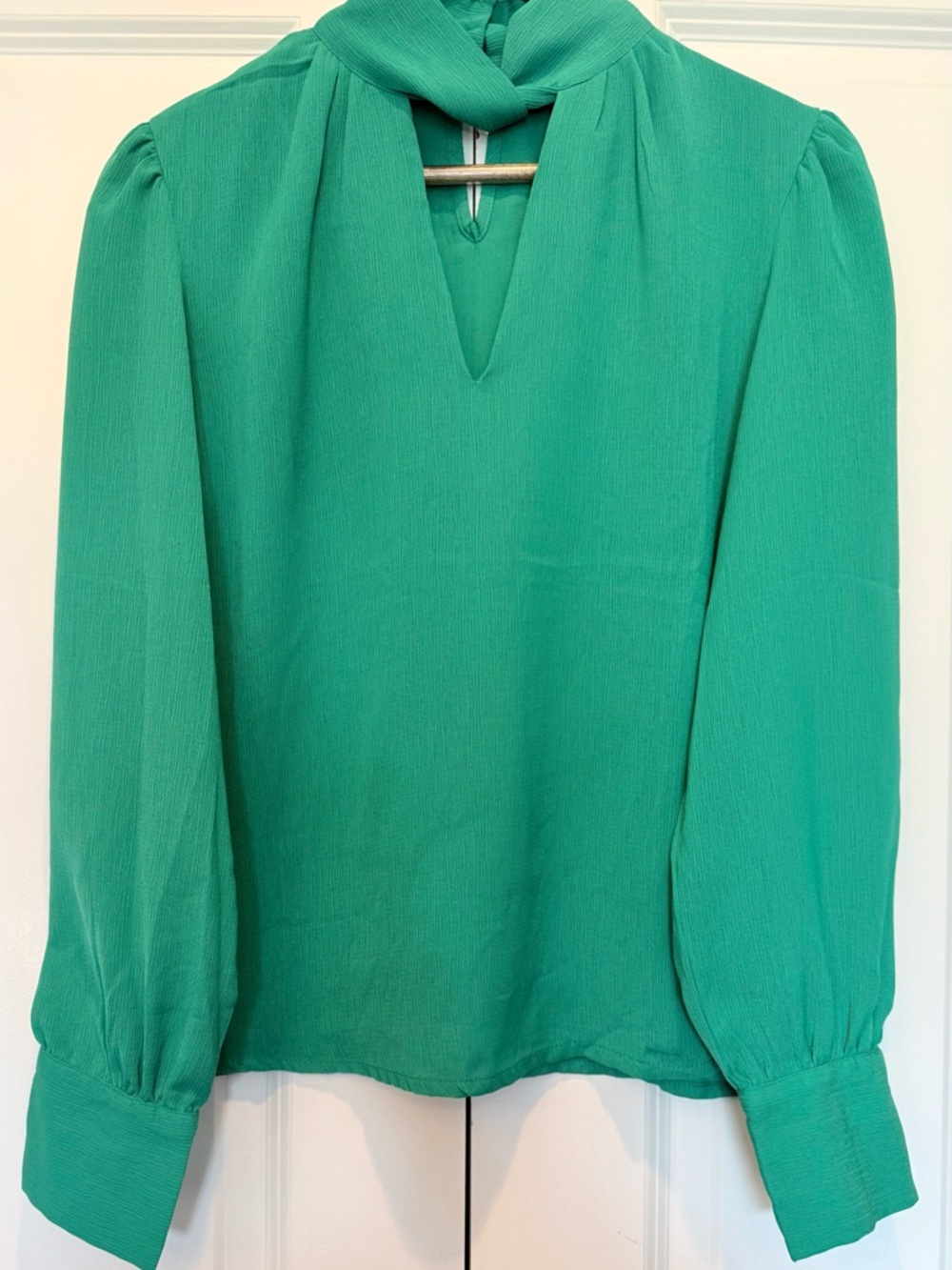 Beautiful Green V-Neck Long Sleeve Blouse